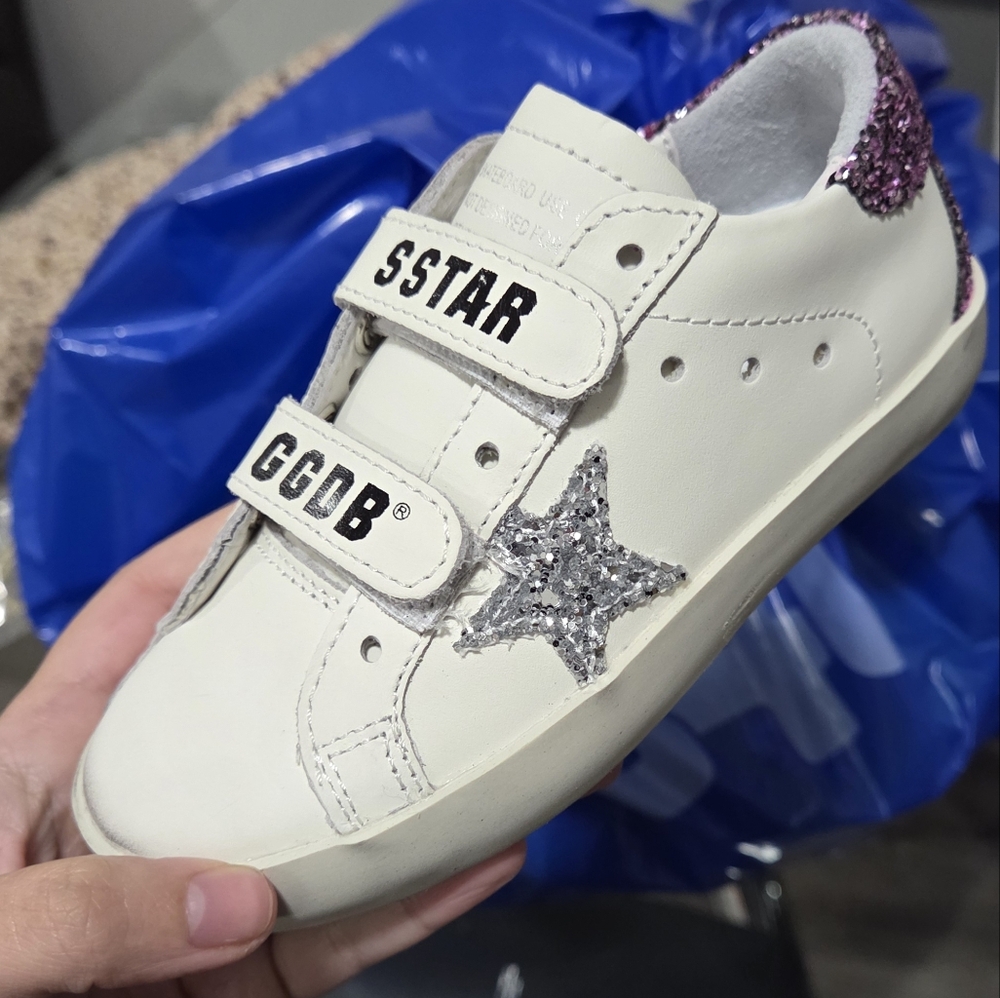 Inspired Golden Goose Kids White and Silver/Purple Sneakers